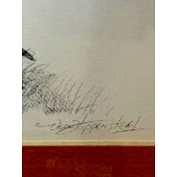 Artist Signed Original Graphite Landscape Vern Hippensteal Tree with Baskets Mat - Picture 3 of 13